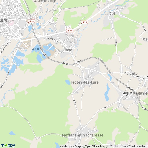 La carte pour la ville de Frotey-lès-Lure 70200