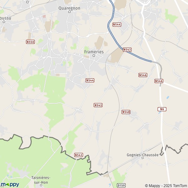 La carte pour la ville de 7024-7080 Frameries