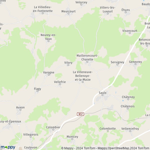 La carte pour la ville de La Villeneuve-Bellenoye-et-la-Maize 70240