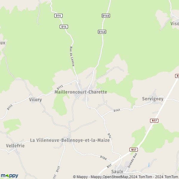 La carte pour la ville de Mailleroncourt-Charette 70240