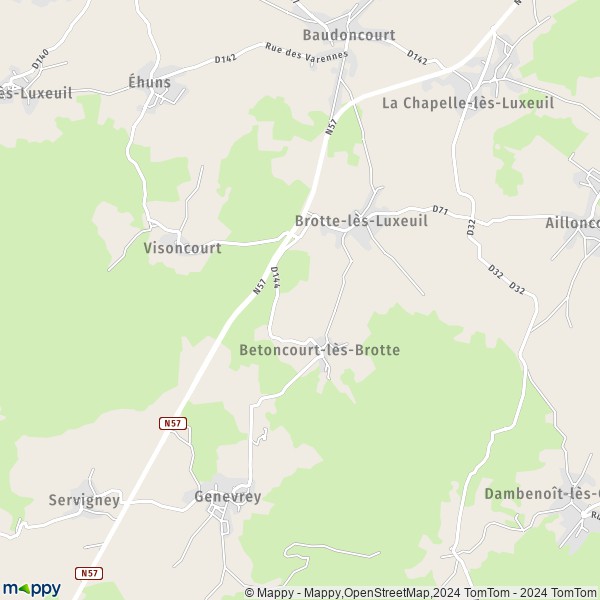 La carte pour la ville de Brotte-lès-Luxeuil 70300