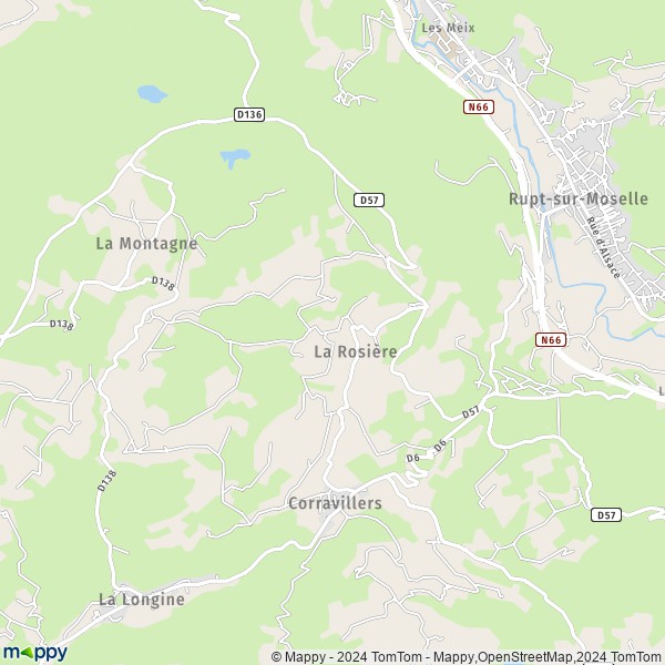 La carte pour la ville de La Rosière 70310