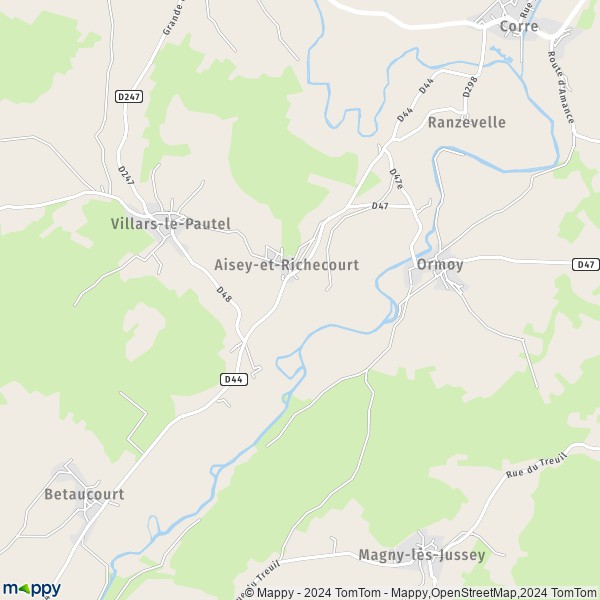 La carte pour la ville de Aisey-et-Richecourt 70500