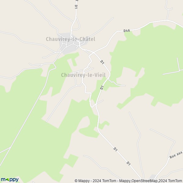 La carte pour la ville de Chauvirey-le-Vieil 70500