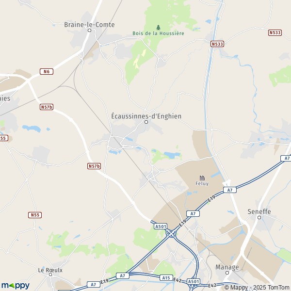 La carte pour la ville de 7070-7191 Ecaussinnes