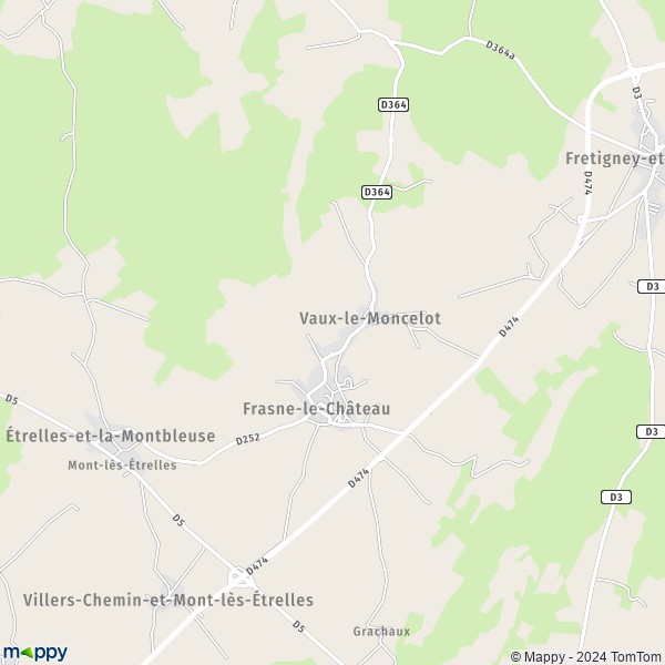 La carte pour la ville de Frasne-le-Château 70700