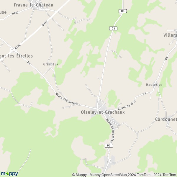 La carte pour la ville de Oiselay-et-Grachaux 70700