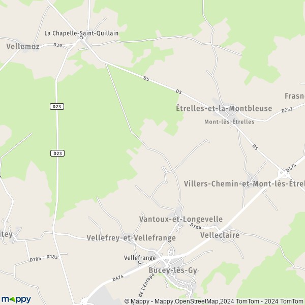La carte pour la ville de Vantoux-et-Longevelle 70700