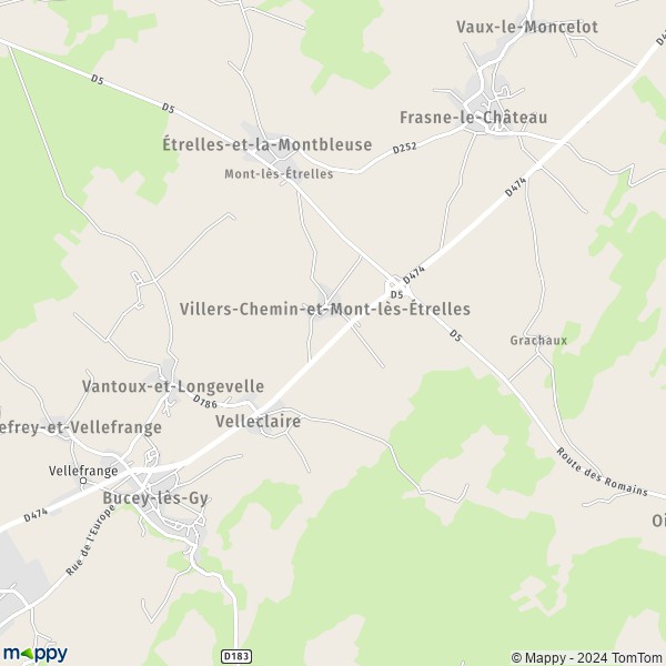 La carte pour la ville de Villers-Chemin-et-Mont-lès-Étrelles 70700