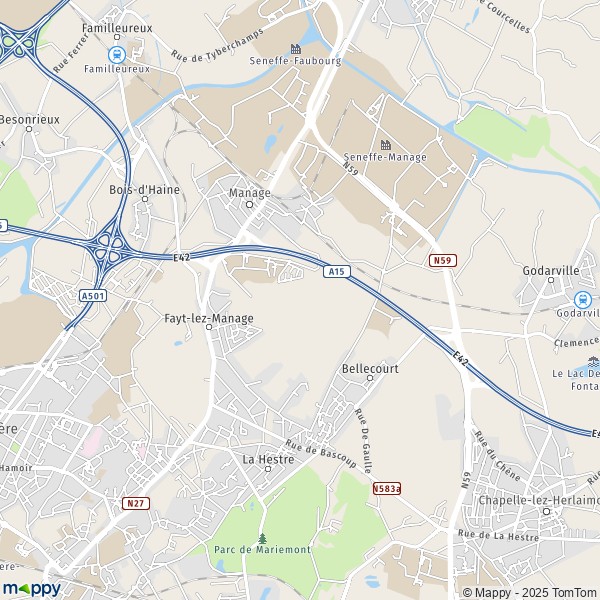 La carte pour la ville de 7100-7170 Manage