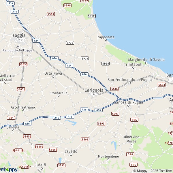 La carte pour la ville de Cerignola 71042