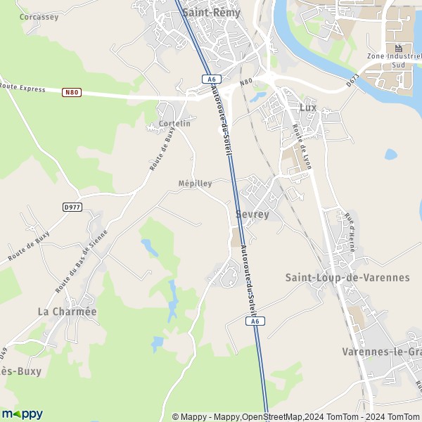 La carte pour la ville de Sevrey 71100
