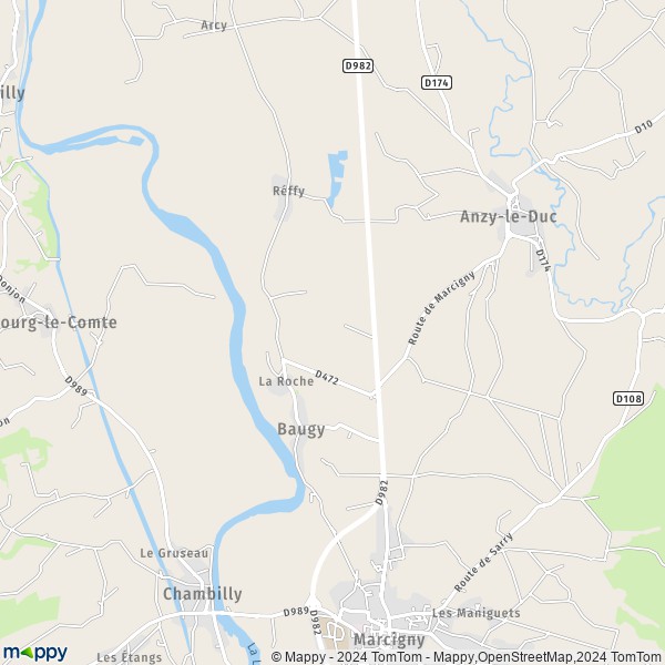 La carte pour la ville de Baugy 71110