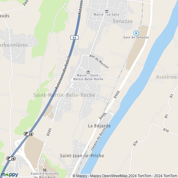 La carte pour la ville de Saint-Martin-Belle-Roche 71118