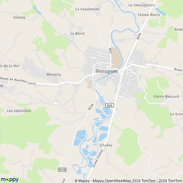 La carte pour la ville de Gueugnon 71130