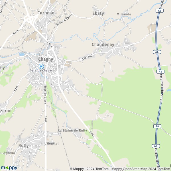 La carte pour la ville de Chagny 71150