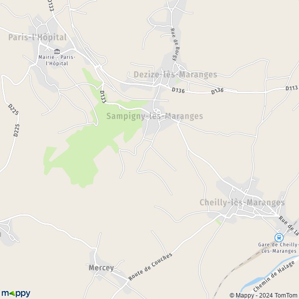 La carte pour la ville de Sampigny-lès-Maranges 71150