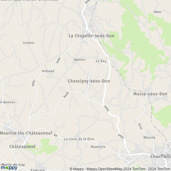 La carte pour la ville de Chassigny-sous-Dun 71170