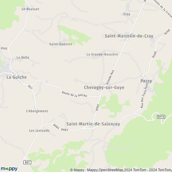 La carte pour la ville de Chevagny-sur-Guye 71220