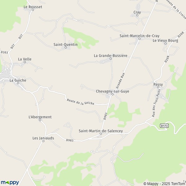 La carte pour la ville de Chevagny-sur-Guye 71220