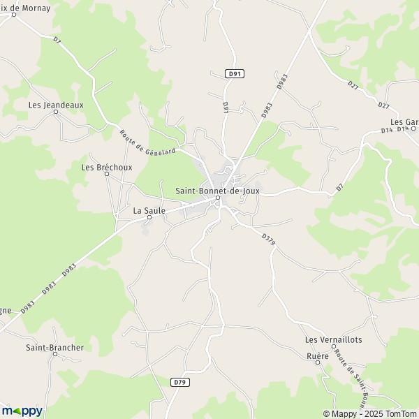 La carte pour la ville de Saint-Bonnet-de-Joux 71220