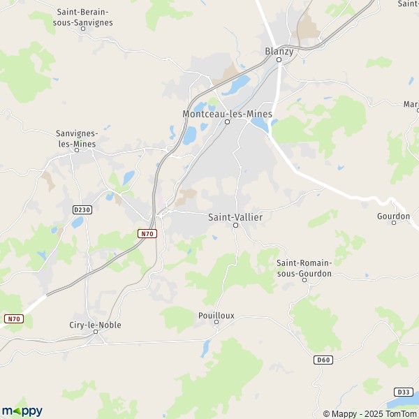 La carte pour la ville de Saint-Vallier 71230