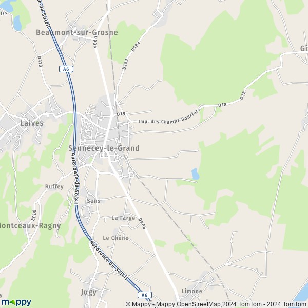 La carte pour la ville de Sennecey-le-Grand 71240