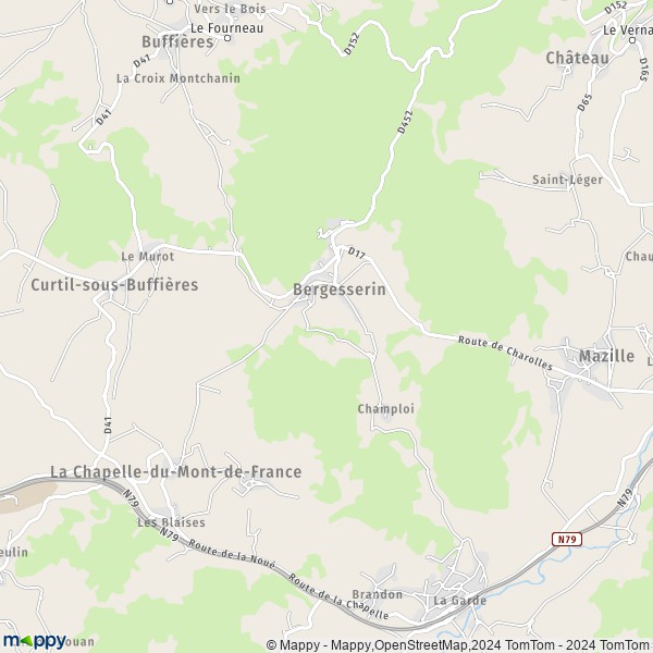 La carte pour la ville de Bergesserin 71250