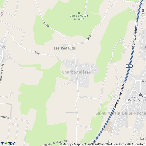 La carte pour la ville de Charbonnières 71260