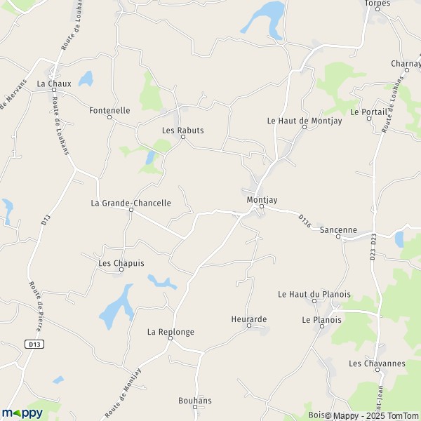 La carte pour la ville de Montjay 71310