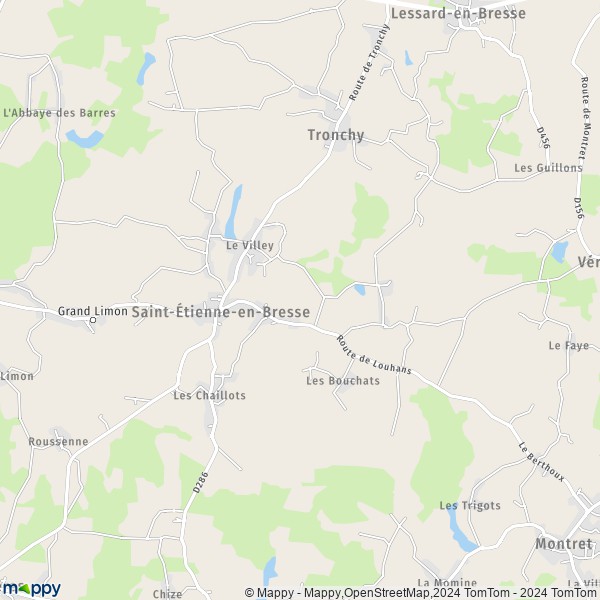 La carte pour la ville de Saint-Étienne-en-Bresse 71370