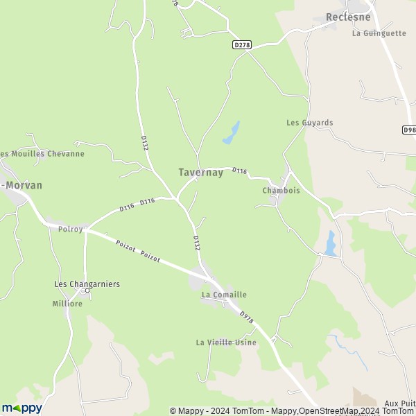 La carte pour la ville de Tavernay 71400