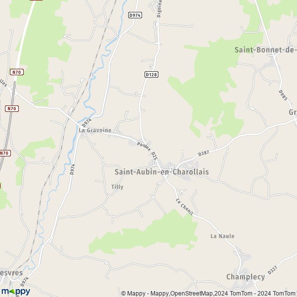 La carte pour la ville de Saint-Aubin-en-Charollais 71430