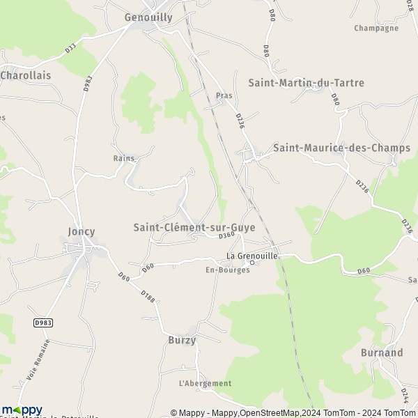 La carte pour la ville de Saint-Clément-sur-Guye 71460