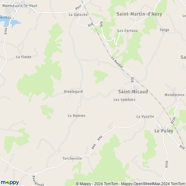 La carte pour la ville de Saint-Micaud 71460