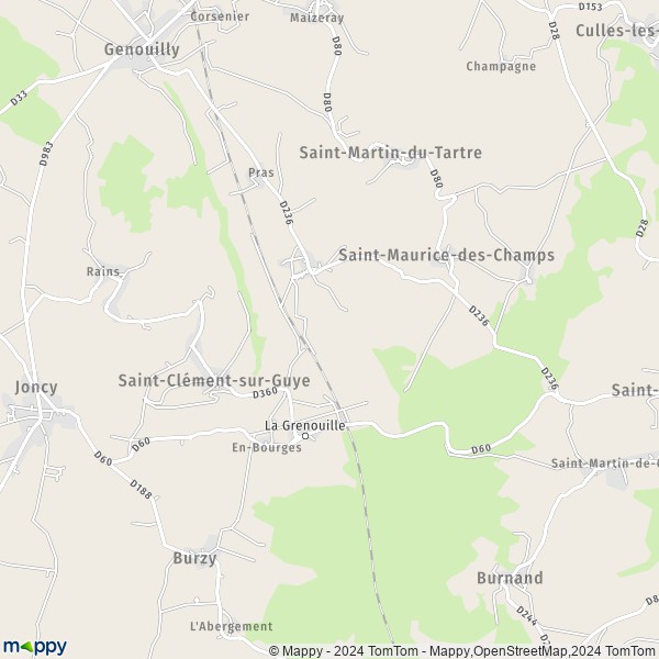 La carte pour la ville de Vaux-en-Pré 71460
