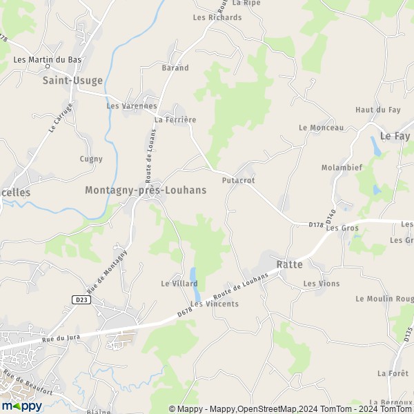 La carte pour la ville de Montagny-près-Louhans 71500
