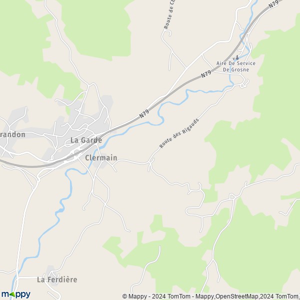 La carte pour la ville de Clermain, 71520 Navour-sur-Grosne