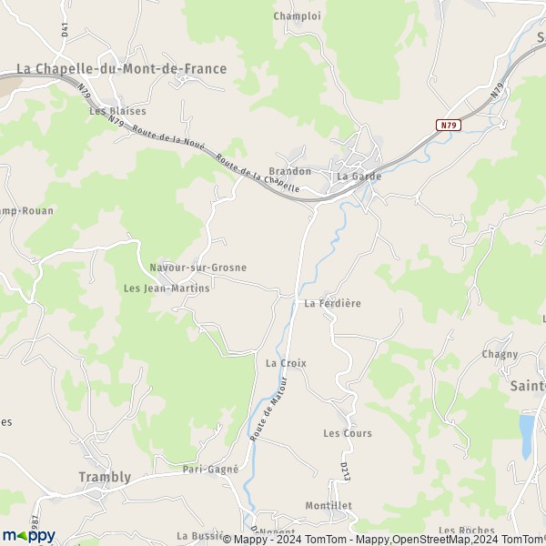 La carte pour la ville de Clermain, 71520 Navour-sur-Grosne