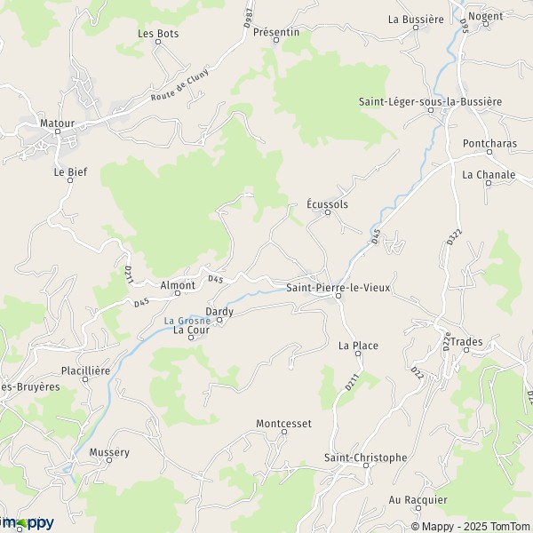 La carte pour la ville de Saint-Pierre-le-Vieux 71520