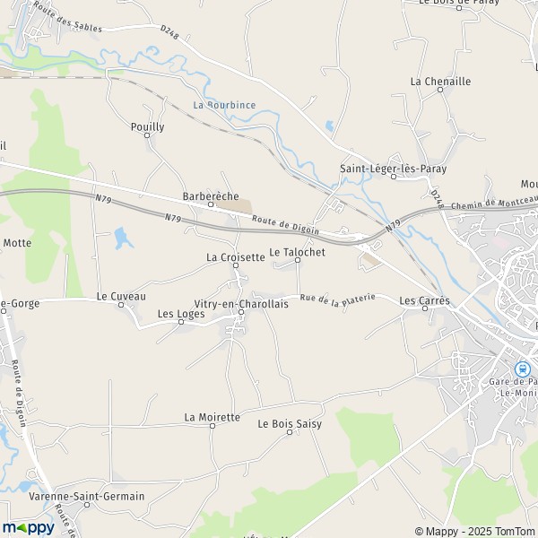 La carte pour la ville de Vitry-en-Charollais 71600