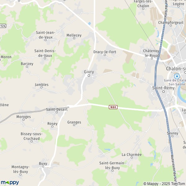 La carte pour la ville de Givry 71640