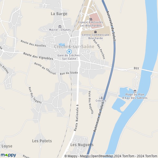 La carte pour la ville de Crêches-sur-Saône 71680