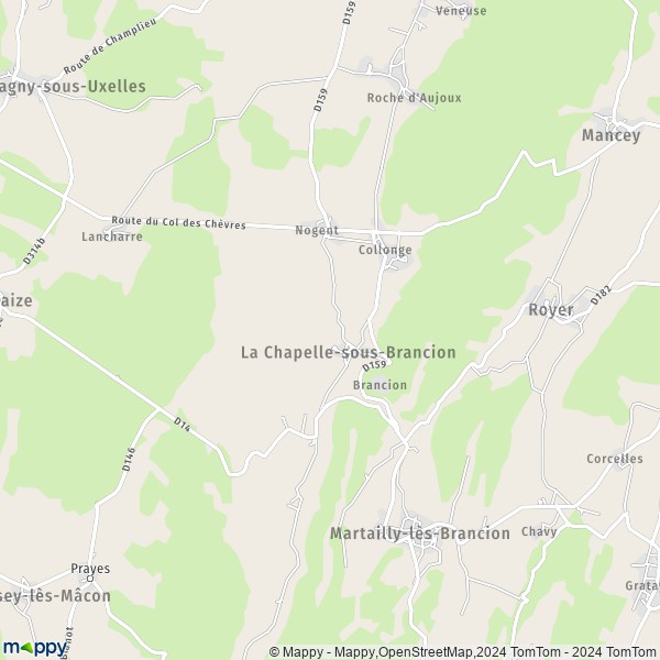 La carte pour la ville de La Chapelle-sous-Brancion 71700