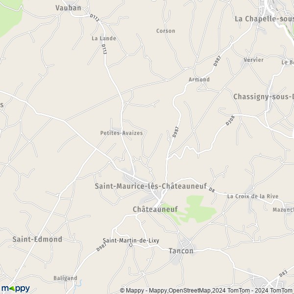 La carte pour la ville de Saint-Maurice-lès-Châteauneuf 71740