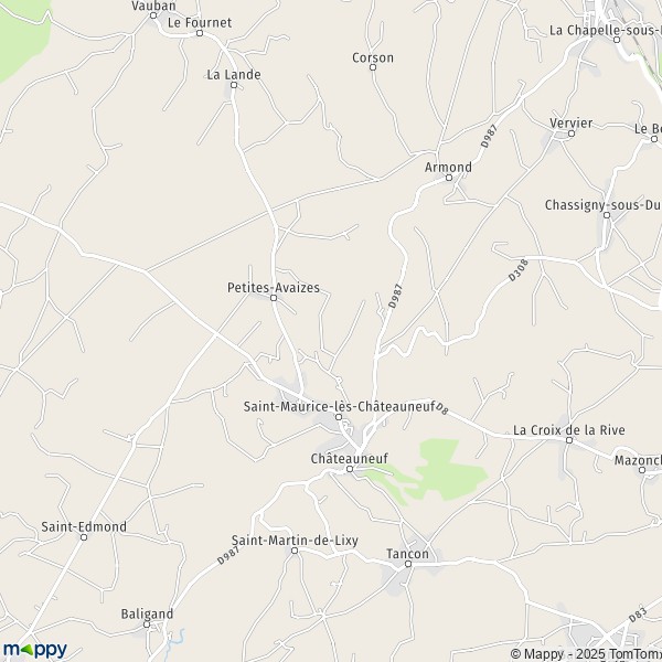 La carte pour la ville de Saint-Maurice-lès-Châteauneuf 71740