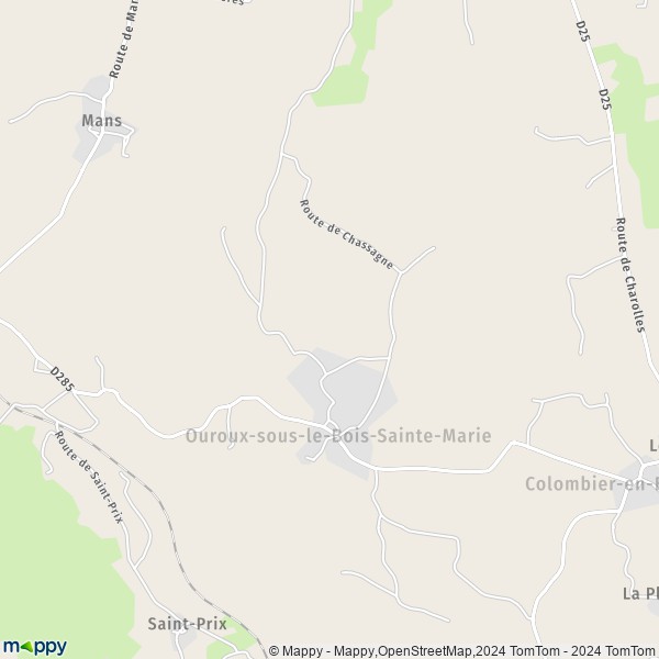La carte pour la ville de Ouroux-sous-le-Bois-Sainte-Marie 71800
