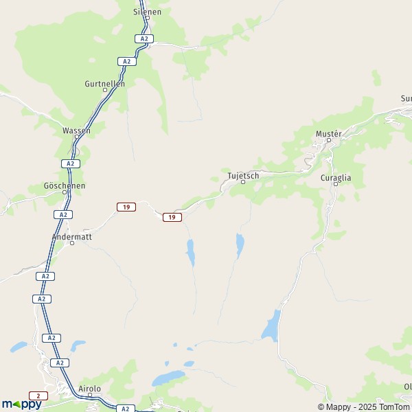 La carte pour la ville de Tujetsch 7187-7189