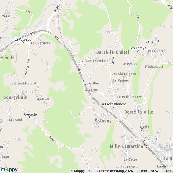 La carte pour la ville de Sologny 71960