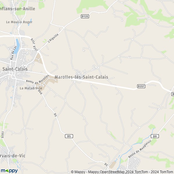 La carte pour la ville de Marolles-lès-Saint-Calais 72120